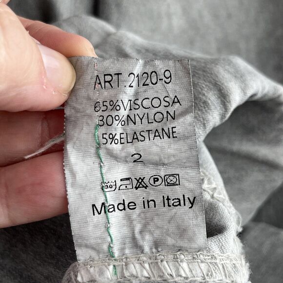 Made in Italy Gray Crinkle Pant Viscosa Blend with Stripe Side Size 2 - Picture 6 of 9